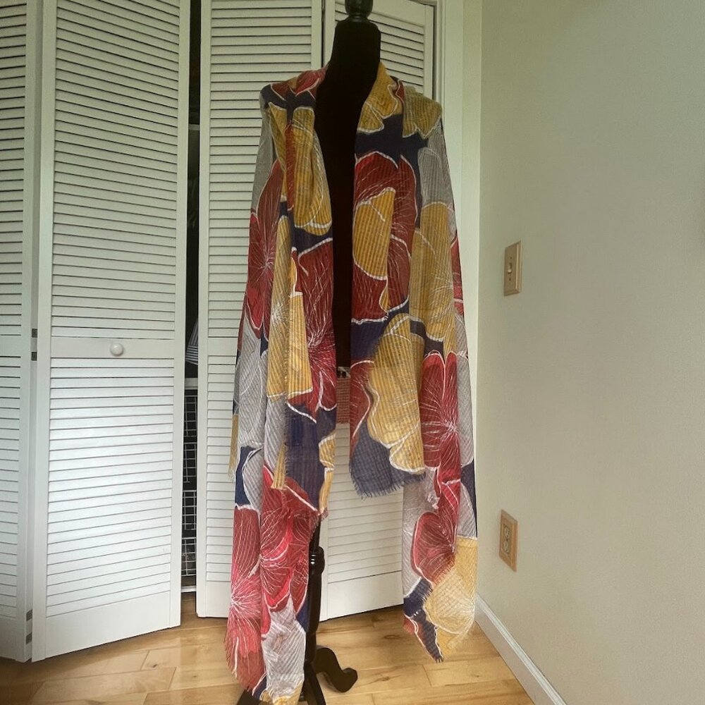 Large Airy Zara Wrap Scarf with Flowers